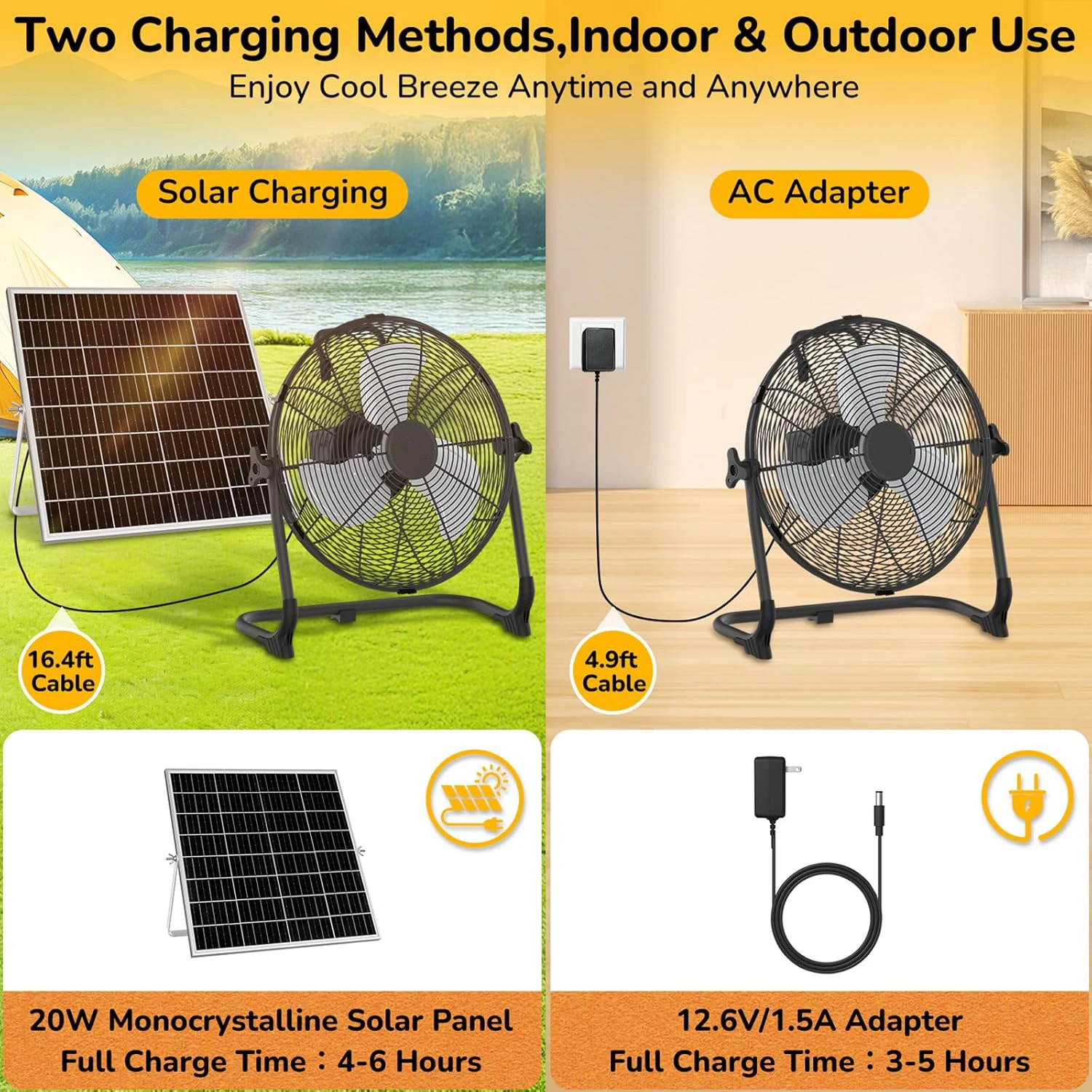 12인치 휴대용 태양열 바닥 선풍기, 충전식 가정용/차 - Renewable Energy Fan 리뷰 및 가격