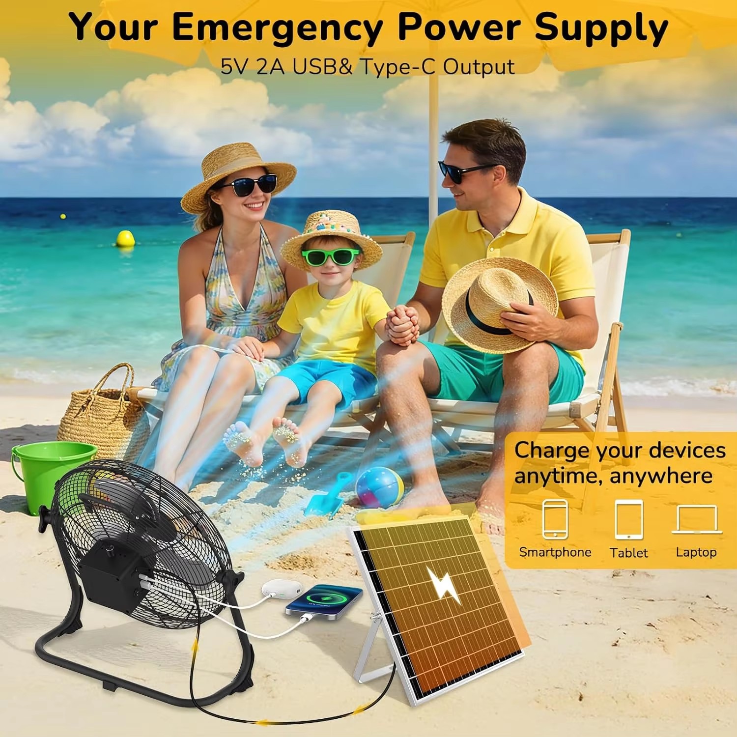 12인치 휴대용 태양열 바닥 선풍기, 충전식 가정용/차 - Renewable Energy Fan 리뷰 및 가격